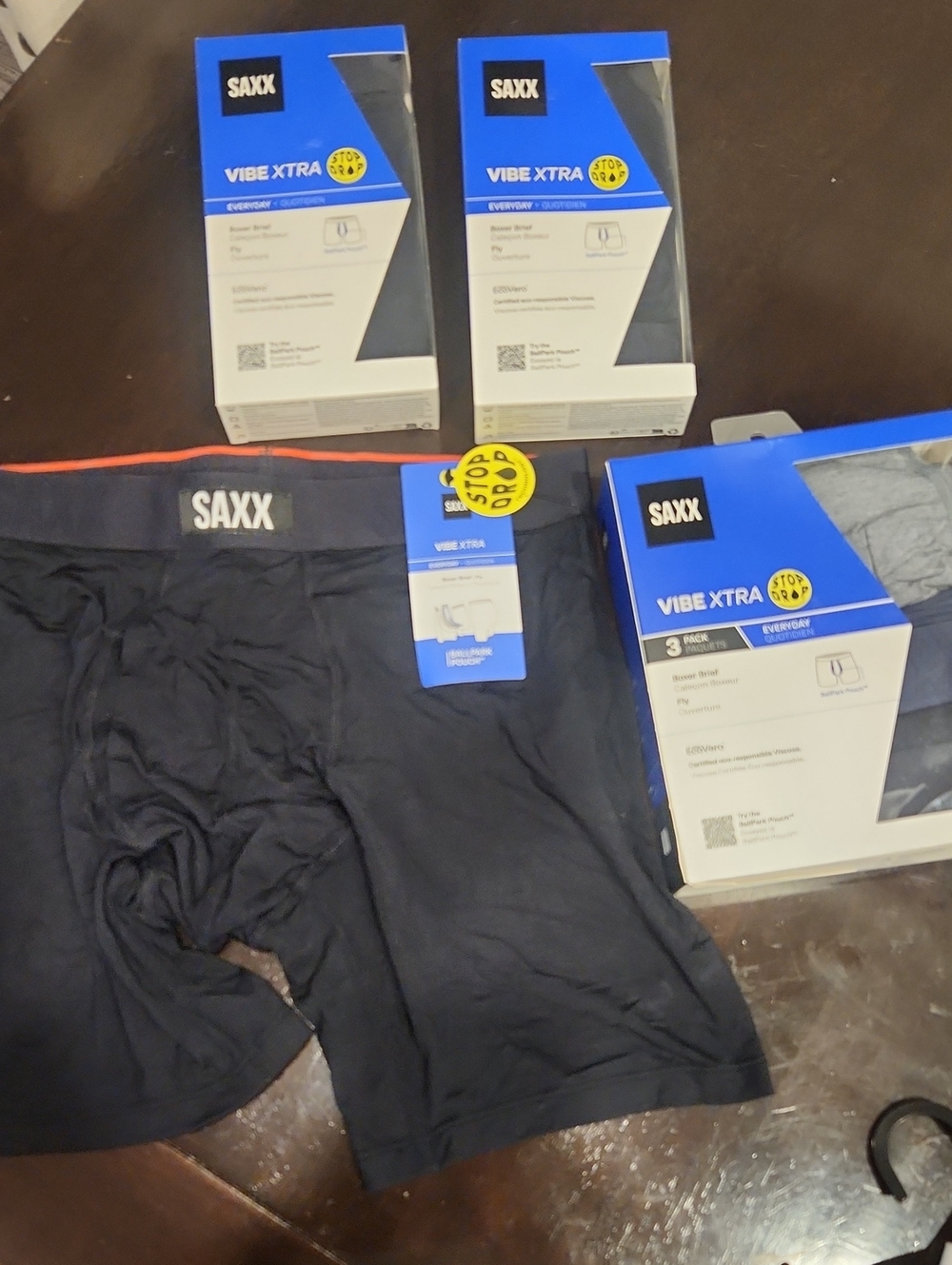 Saxx Vibe Xtra Men's Black Boxer Briefs with Red Trim